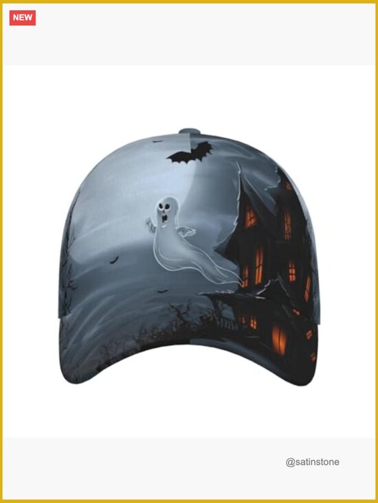 Adjustable Unisex Baseball Cap with Pumpkin Bat Print main image 6
